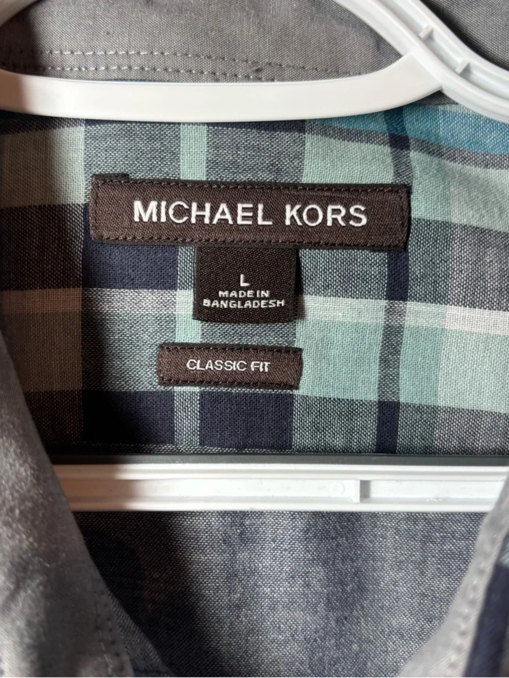 Michael Kors Men’s Blue & Navy Plaid Button-Down Shirt